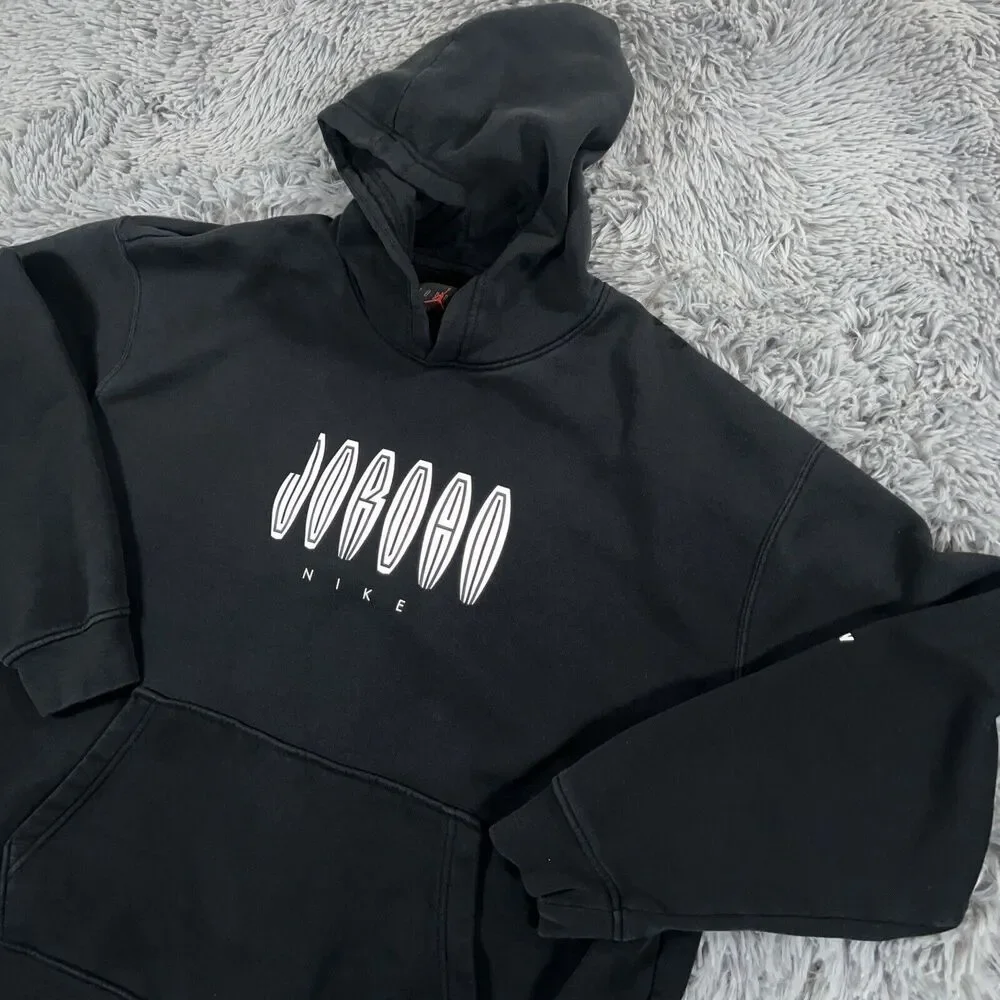 Jordan Adult Sweatshirt Mens XXL Black White Hoodie Center Graphic Pullover Mens